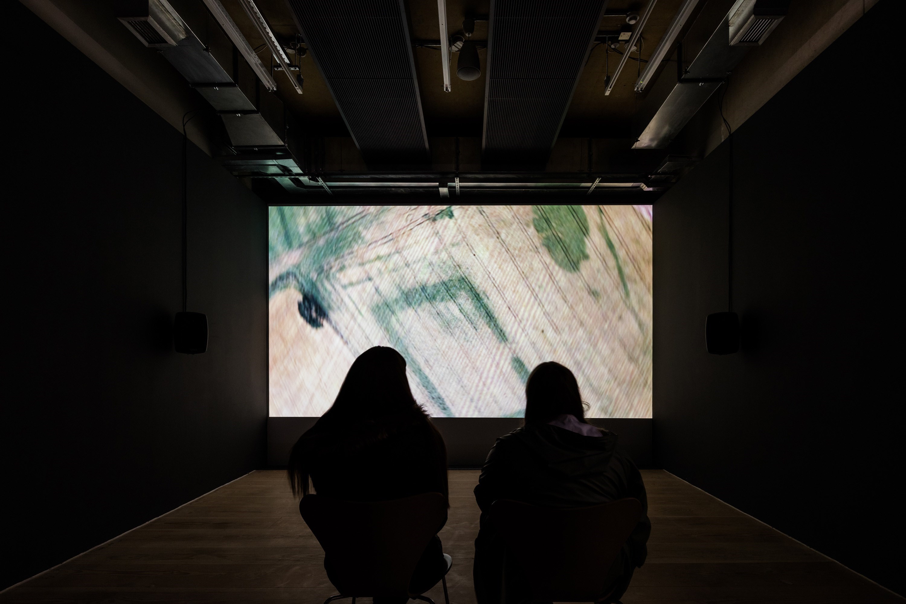 aerial, video, sound, 42 min., 2017/2018<br />installation view Caprona, Focal Point Gallery, Southend, GB