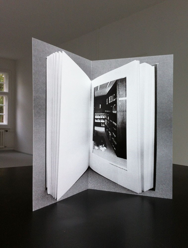 A student at ease among the books, 21 cm x 26,5 cm, folded offset print, edition of 50, 2014 