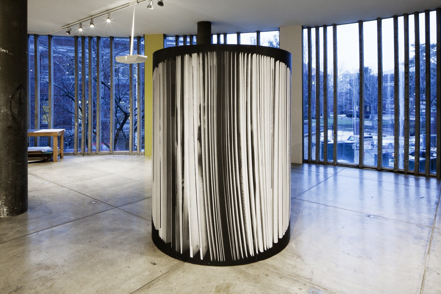 untitled (open book), 220cm x 270cm, black and white prints on wood, 2013<br />Installation view The Carpenter Center, Cambridge 