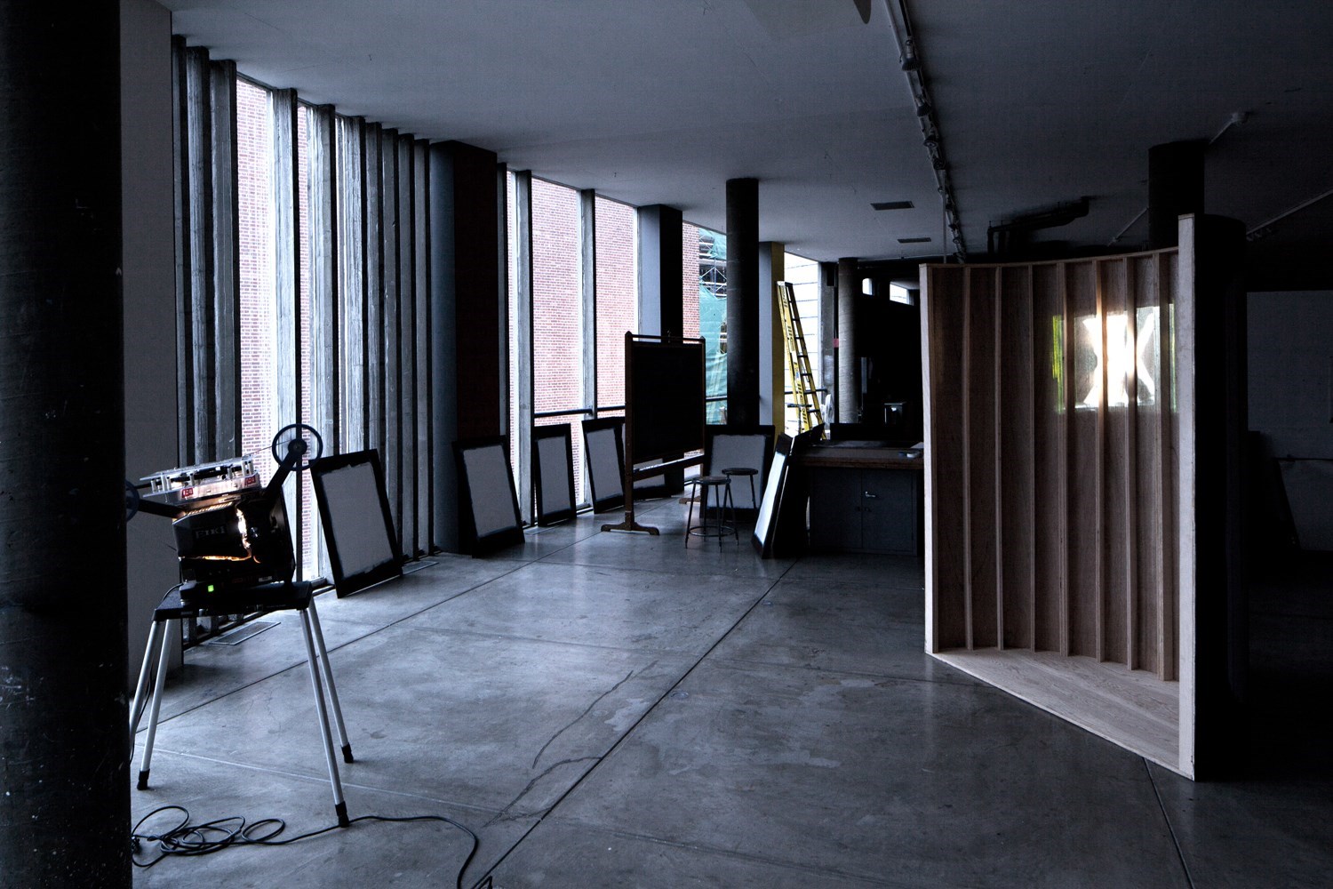 Two Rods (for Edmund Collein), 3min. loop, 16mm, 2013<br />Installation view The Carpenter Center, Cambridge <br /><br />