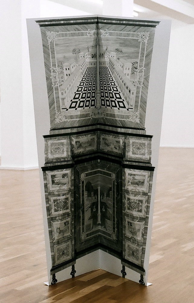 Bureau-Cabinet, 120cm x 70cm, silkscreen on aluminum, 2012<br />Installation view Museum für Gegenwartskunst Siegen